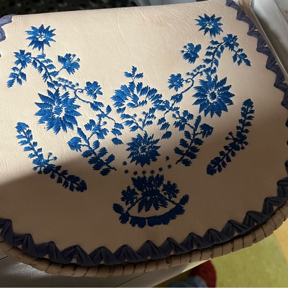 Vintage Imoshion Cream and Blue Floral Crossbody Bag - Picture 5 of 8